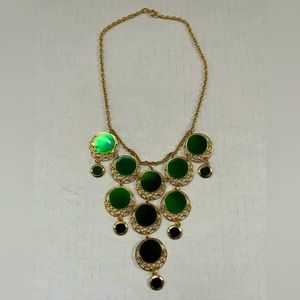 Cleopatra style green necklace. Statement Necklace Shades Of Green & Gold Toned